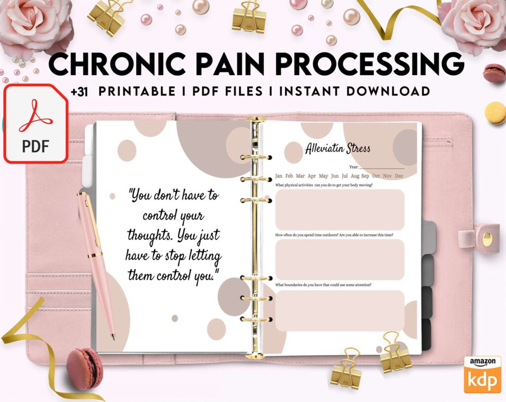 Chronic Pain Processing, chronic fatigue, chronic illnes, Pain tracker, KDP interior PDF file 8,5×11 inch