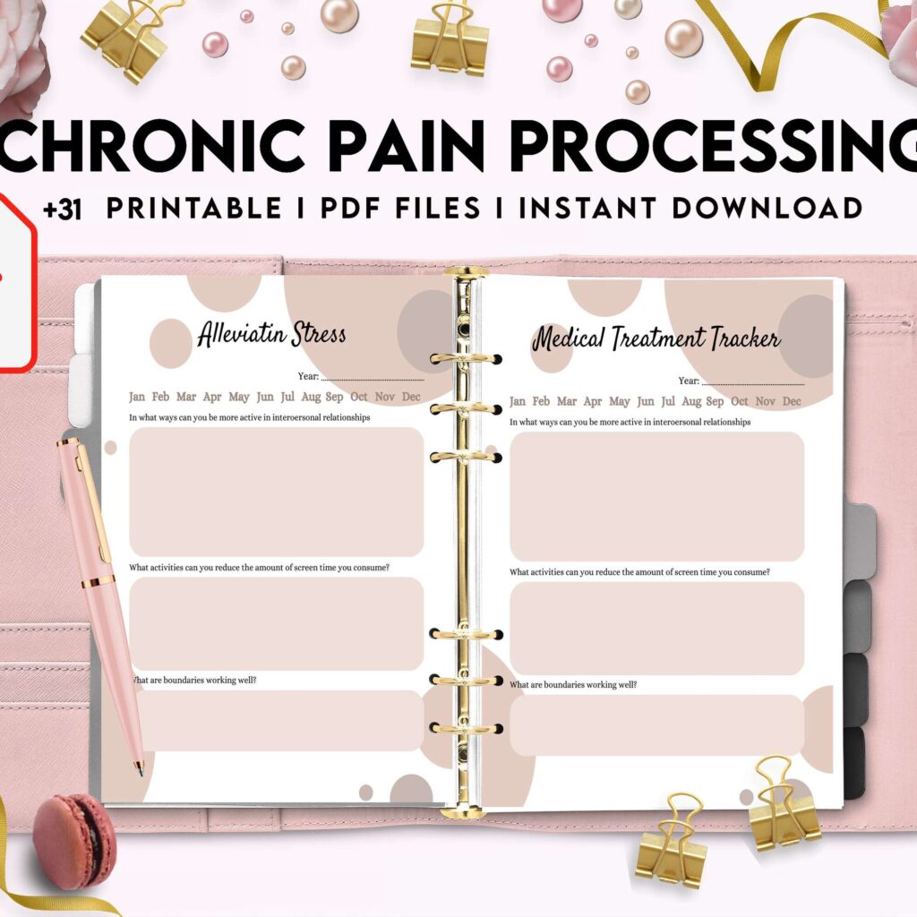 Chronic Pain Processing, chronic fatigue, chronic illnes, Pain tracker, KDP interior PDF file 8,5×11 inch