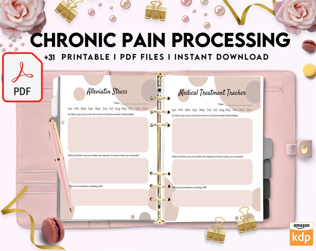 Chronic Pain Processing, chronic fatigue, chronic illnes, Pain tracker, KDP interior PDF file 8,5×11 inch