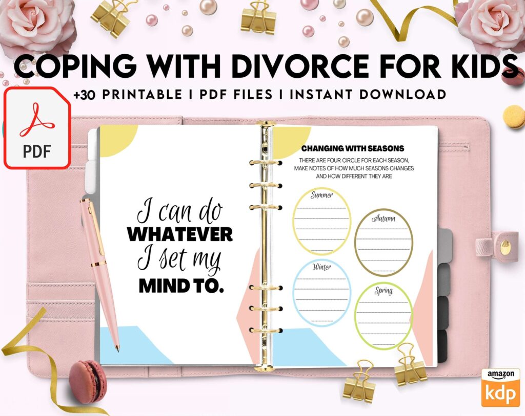Coping With Divorce for Kids, Kids therapy, coping skills, divorce kids, KDP interior PDF file 8,5×11 inch