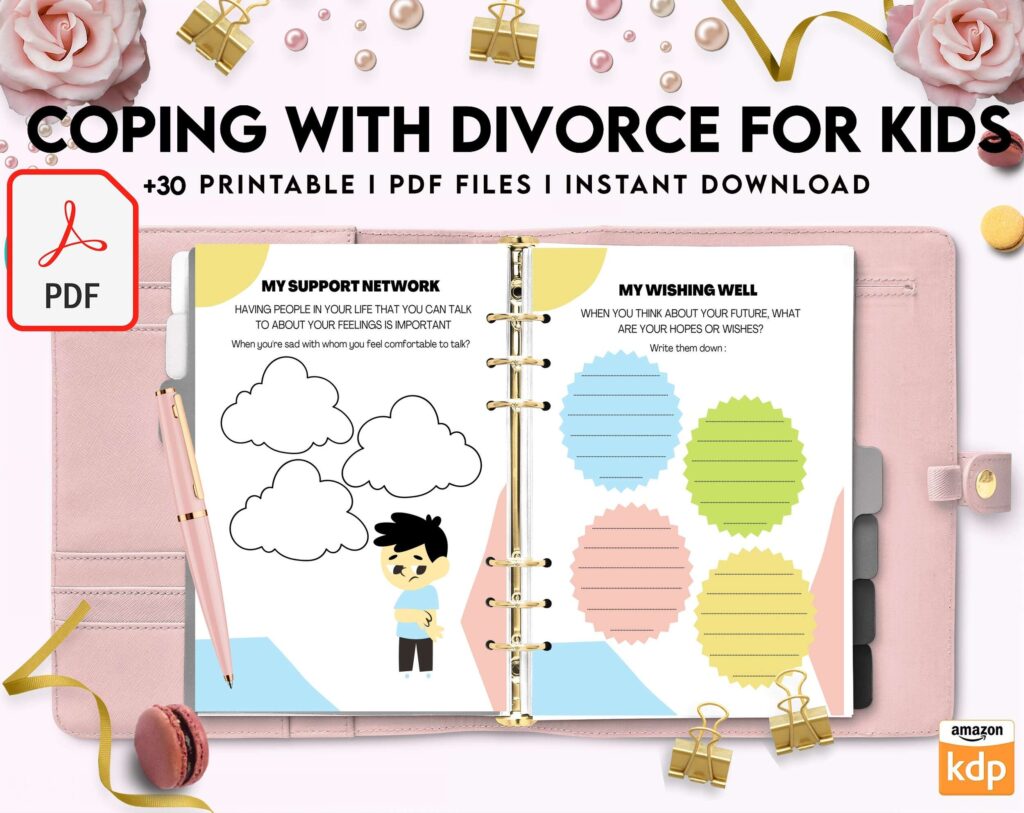 Coping With Divorce for Kids, Kids therapy, coping skills, divorce kids, KDP interior PDF file 8,5×11 inch