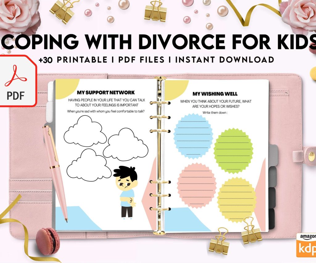 Coping With Divorce for Kids, Kids therapy, coping skills, divorce kids, KDP interior PDF file 8,5×11 inch