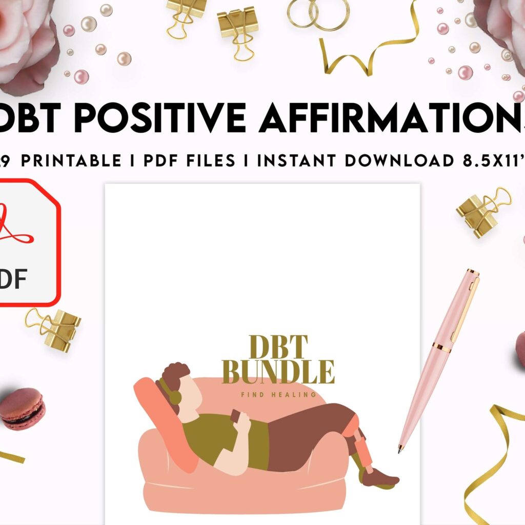 Dbt Positive Affirmations for kids, coping skills, divorce kids, KDP interior PDF file 8,5×11 inch
