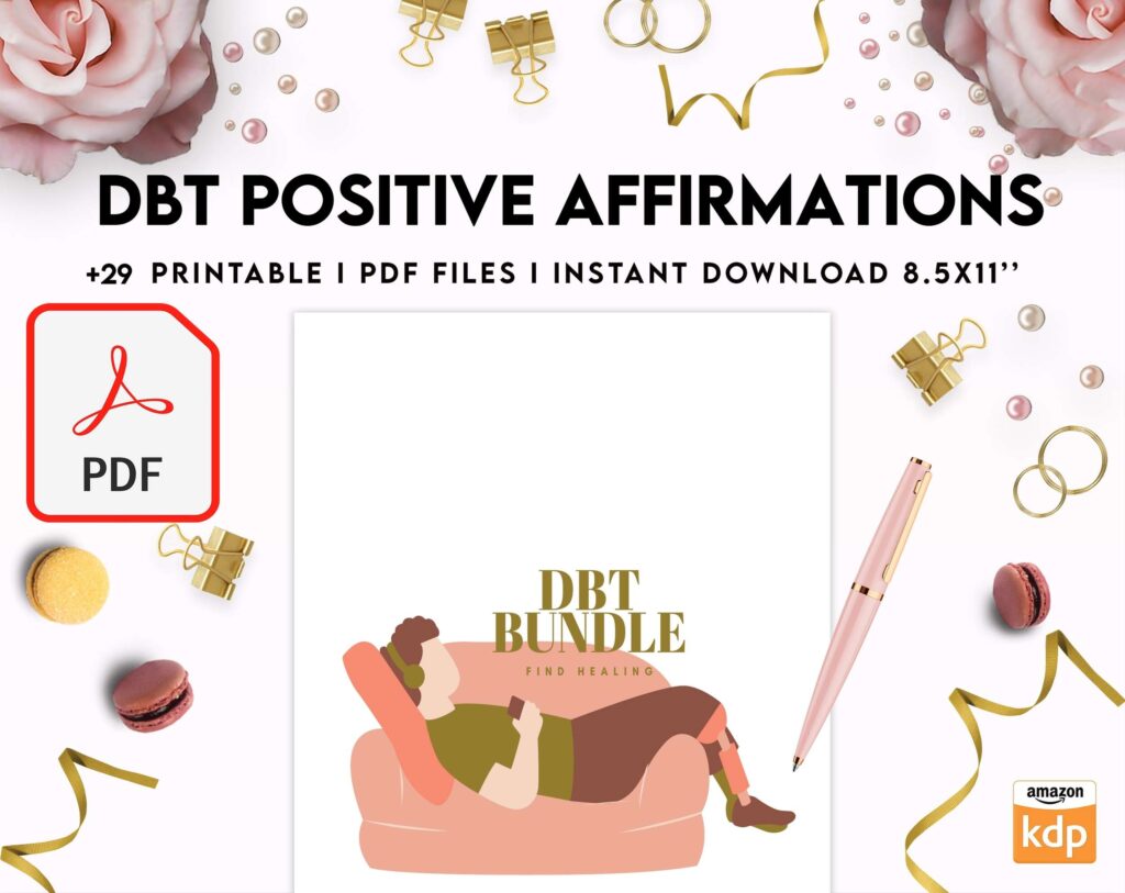 Dbt Positive Affirmations for kids, coping skills, divorce kids, KDP interior PDF file 8,5×11 inch