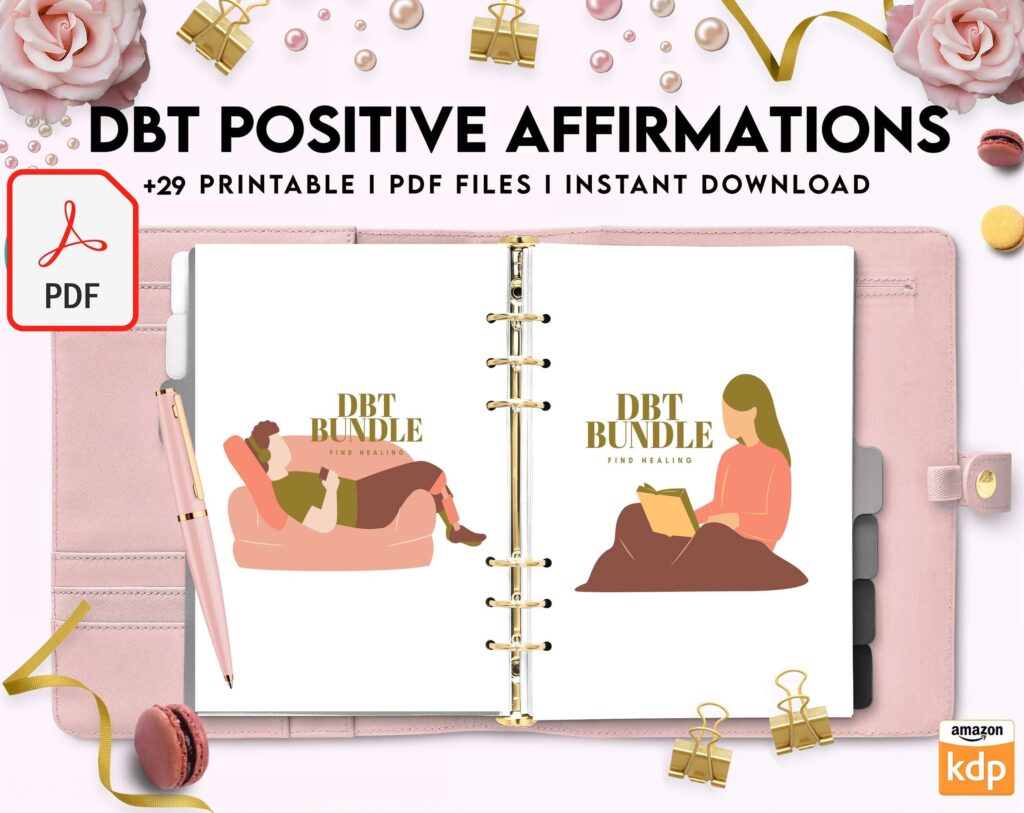 Dbt Positive Affirmations for kids, coping skills, divorce kids, KDP interior PDF file 8,5×11 inch