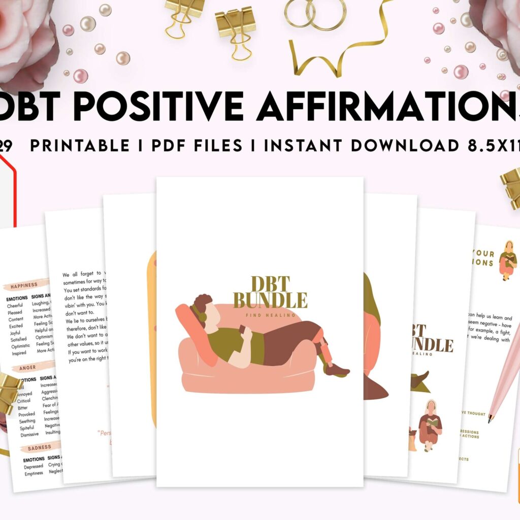 Dbt Positive Affirmations for kids, coping skills, divorce kids, KDP interior PDF file 8,5×11 inch