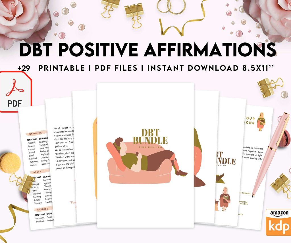 Dbt Positive Affirmations for kids, coping skills, divorce kids, KDP interior PDF file 8,5×11 inch