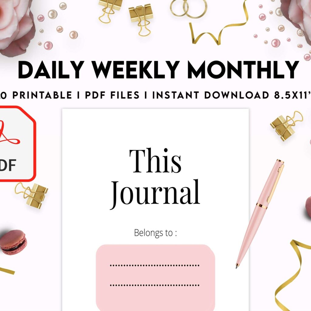 Daily weekly monthly Journal, undated journal, KDP interior PDF file 8,5×11 inch