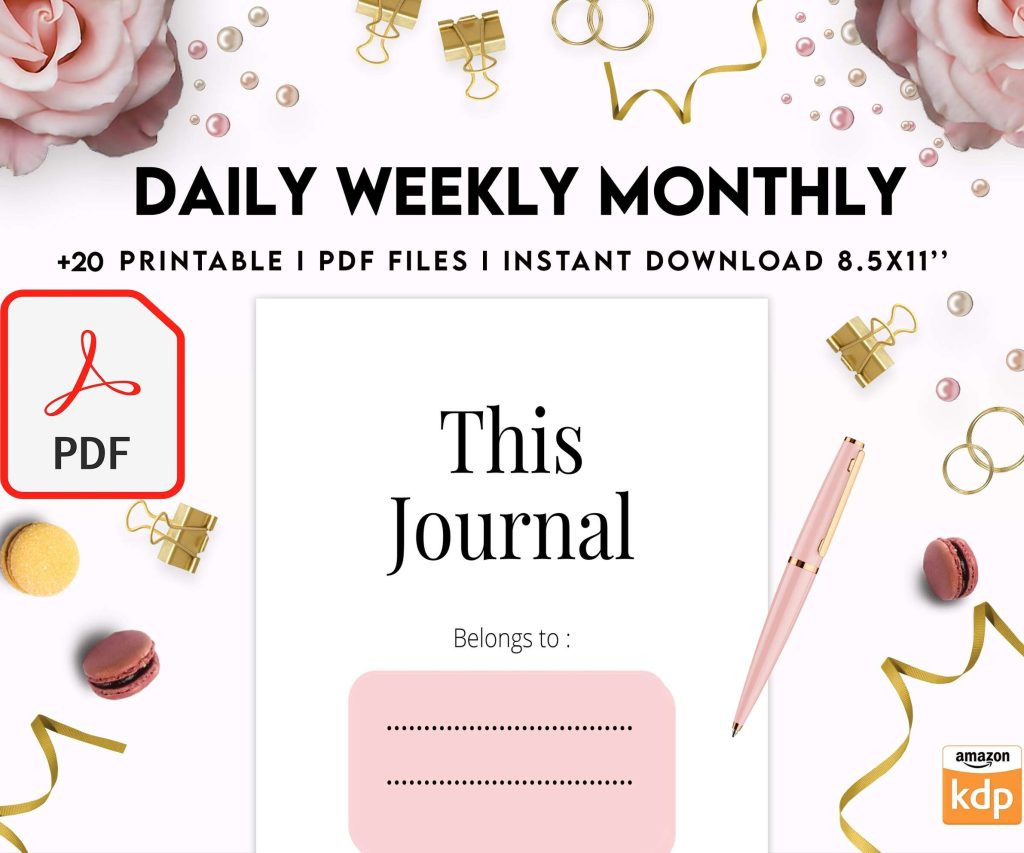 Daily weekly monthly Journal, undated journal, KDP interior PDF file 8,5×11 inch