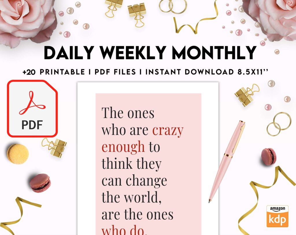 Daily weekly monthly Journal, undated journal, KDP interior PDF file 8,5×11 inch