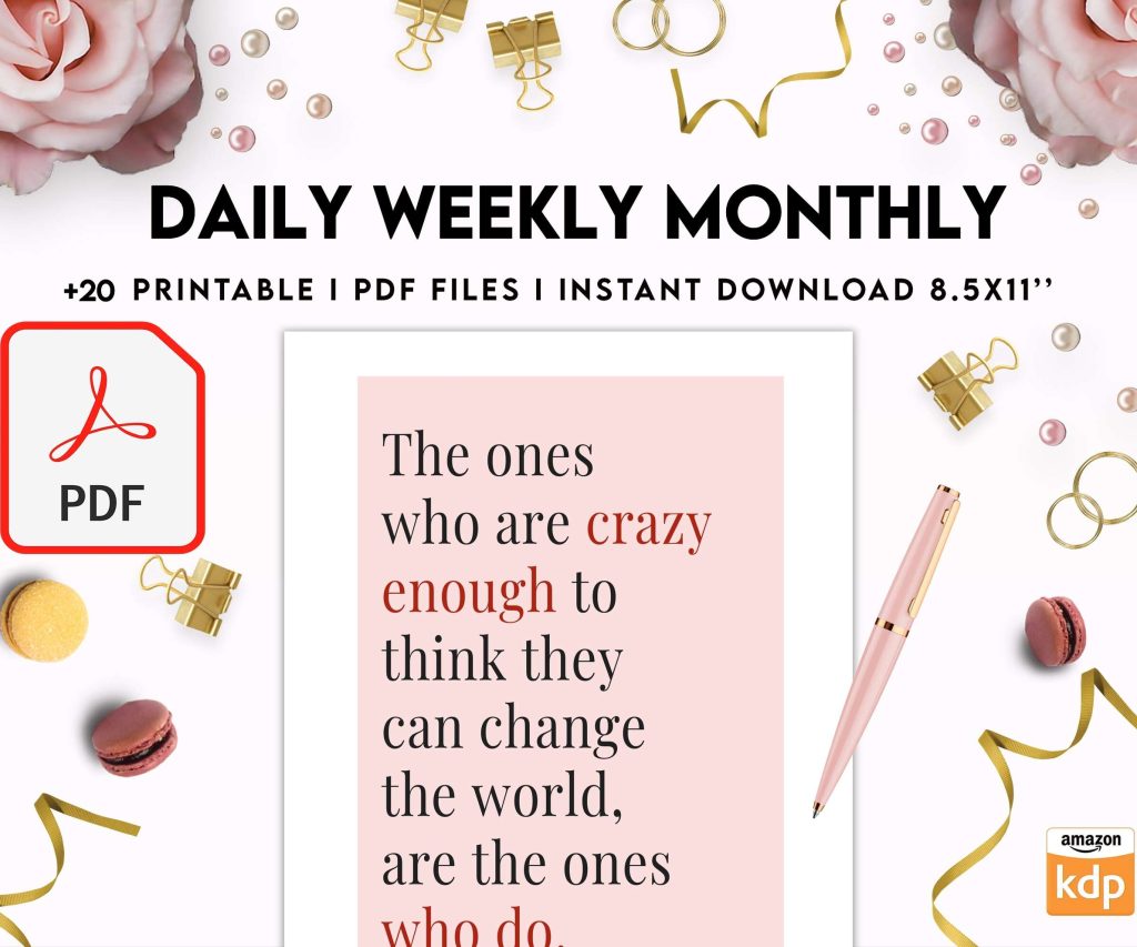 Daily weekly monthly Journal, undated journal, KDP interior PDF file 8,5×11 inch