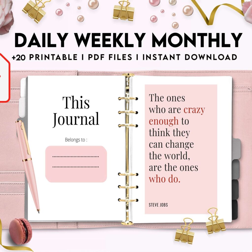 Daily weekly monthly Journal, undated journal, KDP interior PDF file 8,5×11 inch