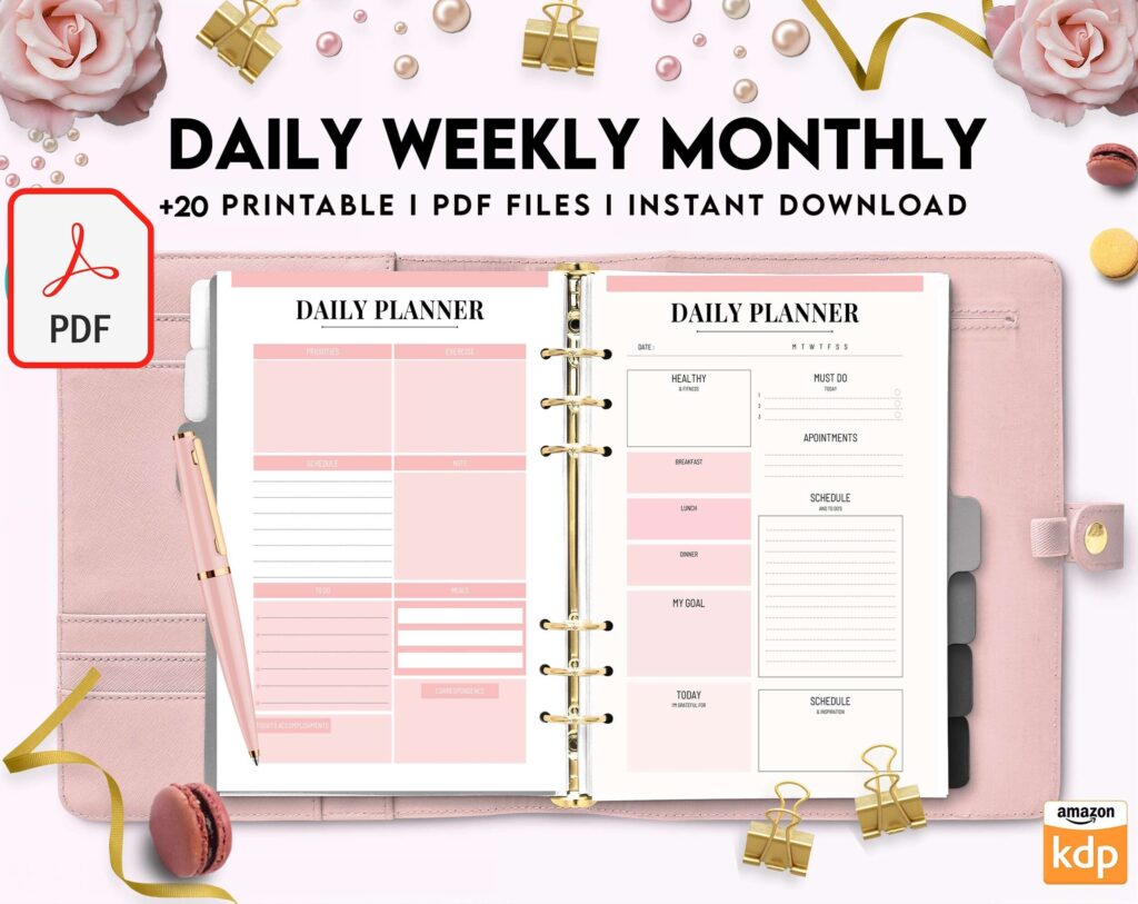 Daily weekly monthly Journal, undated journal, KDP interior PDF file 8,5×11 inch