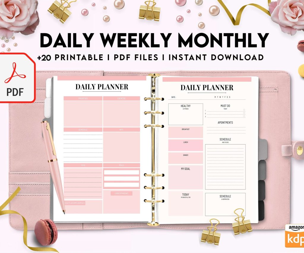 Daily weekly monthly Journal, undated journal, KDP interior PDF file 8,5×11 inch