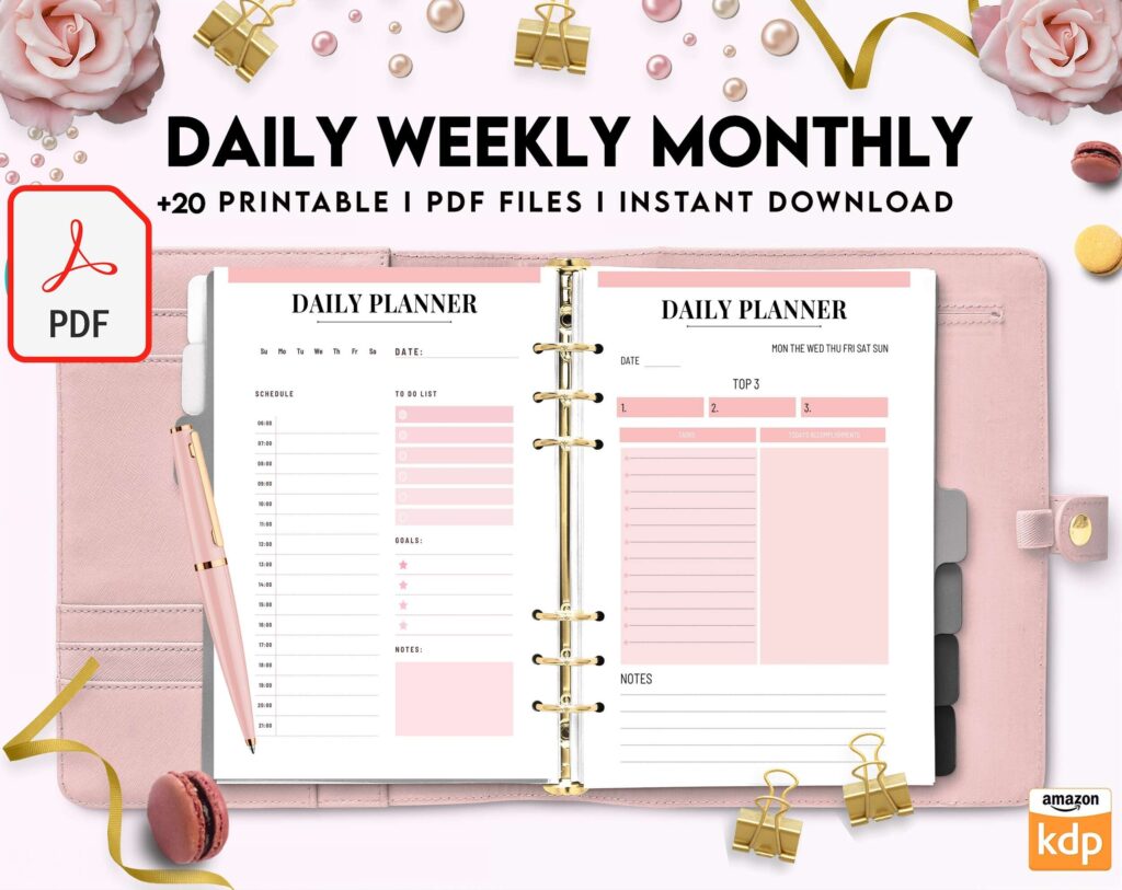 Daily weekly monthly Journal, undated journal, KDP interior PDF file 8,5×11 inch