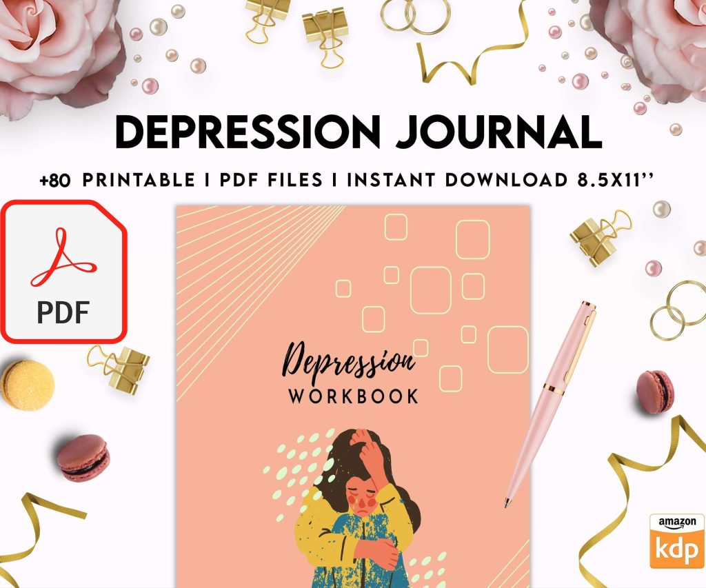 Depression Journal, Therapy journal, Mental health journal, Anxiety journal, Bipolar disorder KDP interior PDF file 8,5×11 inch