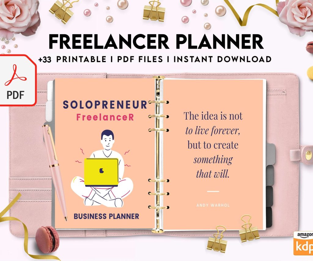 Solopreneur Freelancer Planner, client management , work from home, small business, KDP interior KDP interior PDF file 8,5×11 inch