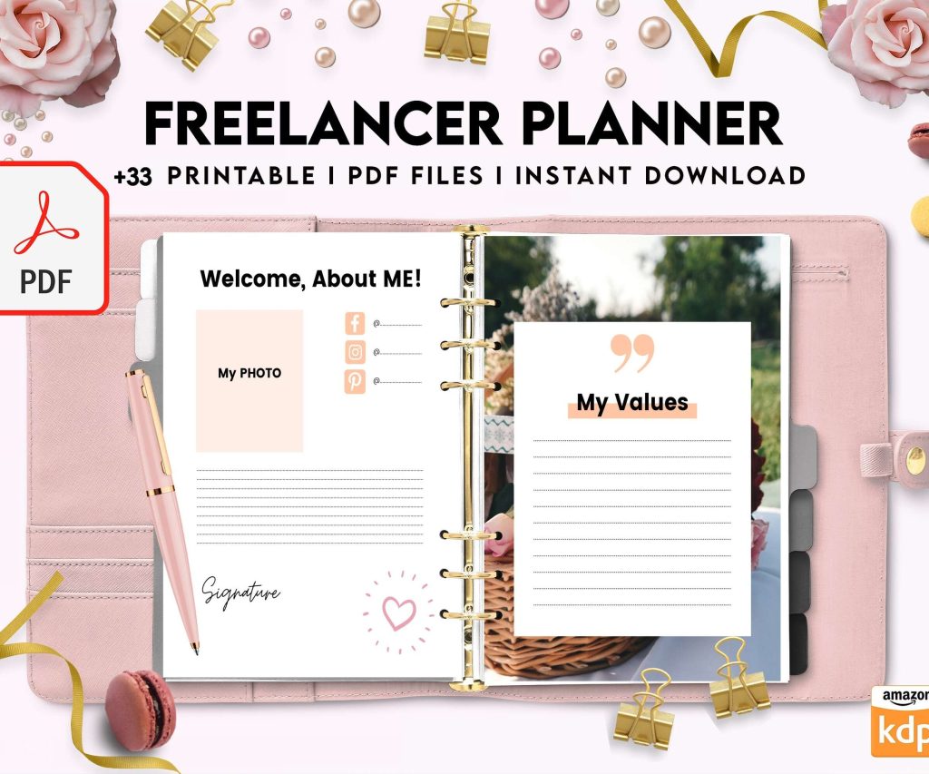 Solopreneur Freelancer Planner, client management , work from home, small business, KDP interior KDP interior PDF file 8,5×11 inch