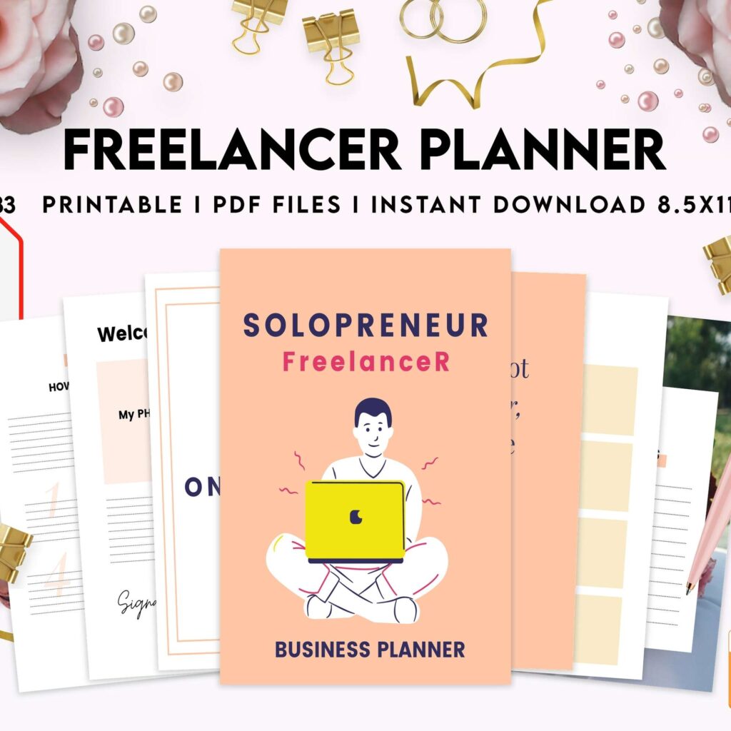 Solopreneur Freelancer Planner, client management , work from home, small business, KDP interior KDP interior PDF file 8,5×11 inch