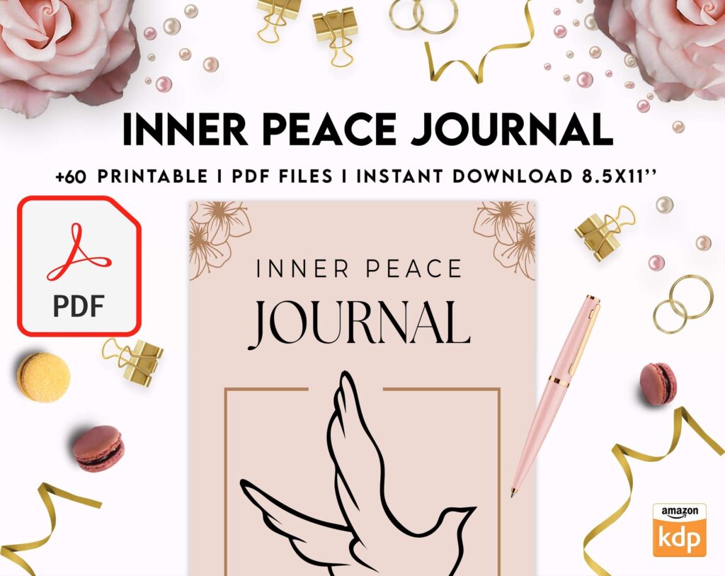 Inner Peace Journal, Calming journal, Happiness journal, Spiritual journal, KDP interior PDF file 8,5×11 inch
