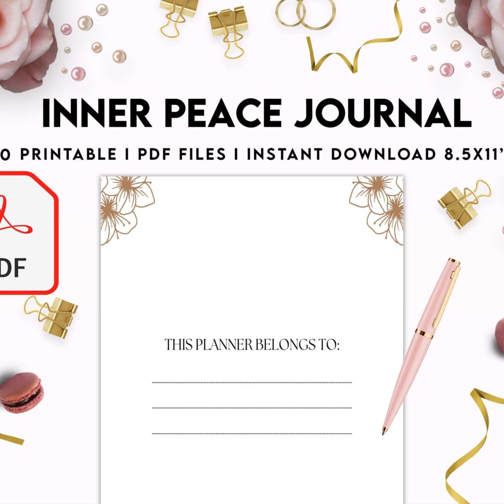Inner Peace Journal, Calming journal, Happiness journal, Spiritual journal, KDP interior PDF file 8,5×11 inch