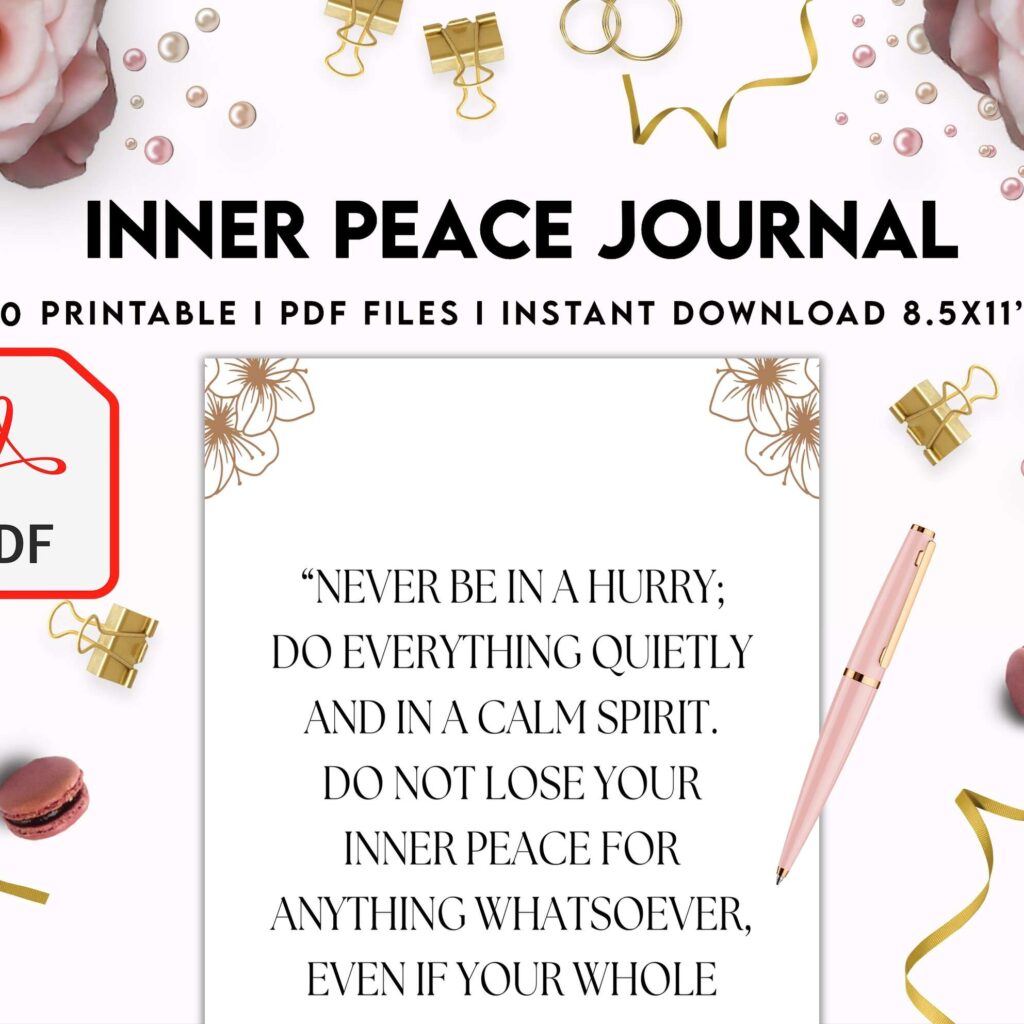 Inner Peace Journal, Calming journal, Happiness journal, Spiritual journal, KDP interior PDF file 8,5×11 inch