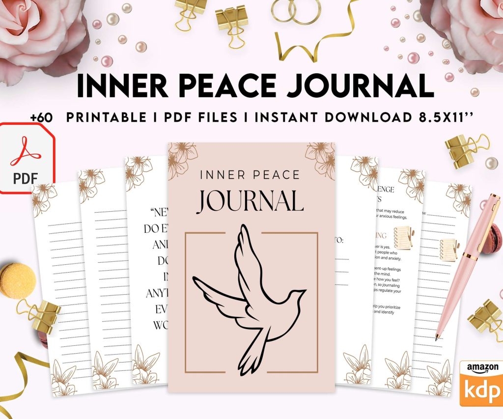 Inner Peace Journal, Calming journal, Happiness journal, Spiritual journal, KDP interior PDF file 8,5×11 inch