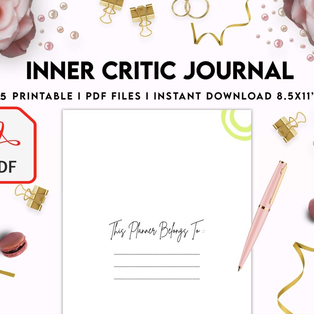 Inner Critic Journal, self discovery,self esteem, Limiting Beliefs KDP interior PDF file 8,5×11 inch
