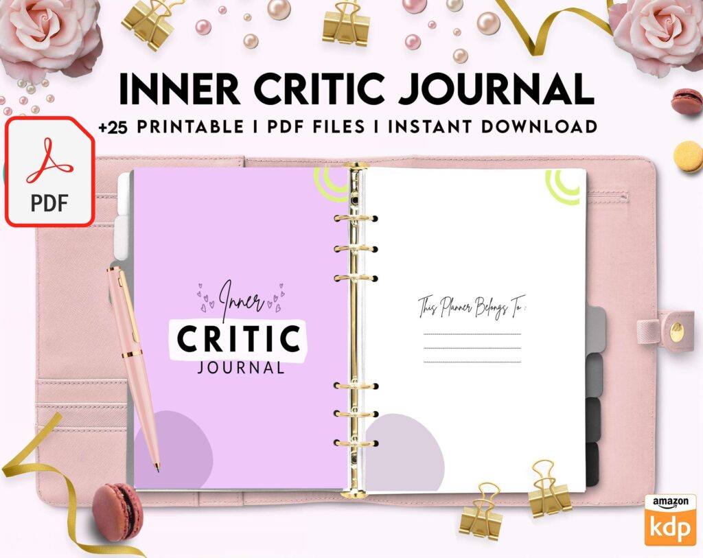 Inner Critic Journal, self discovery,self esteem, Limiting Beliefs KDP interior PDF file 8,5×11 inch