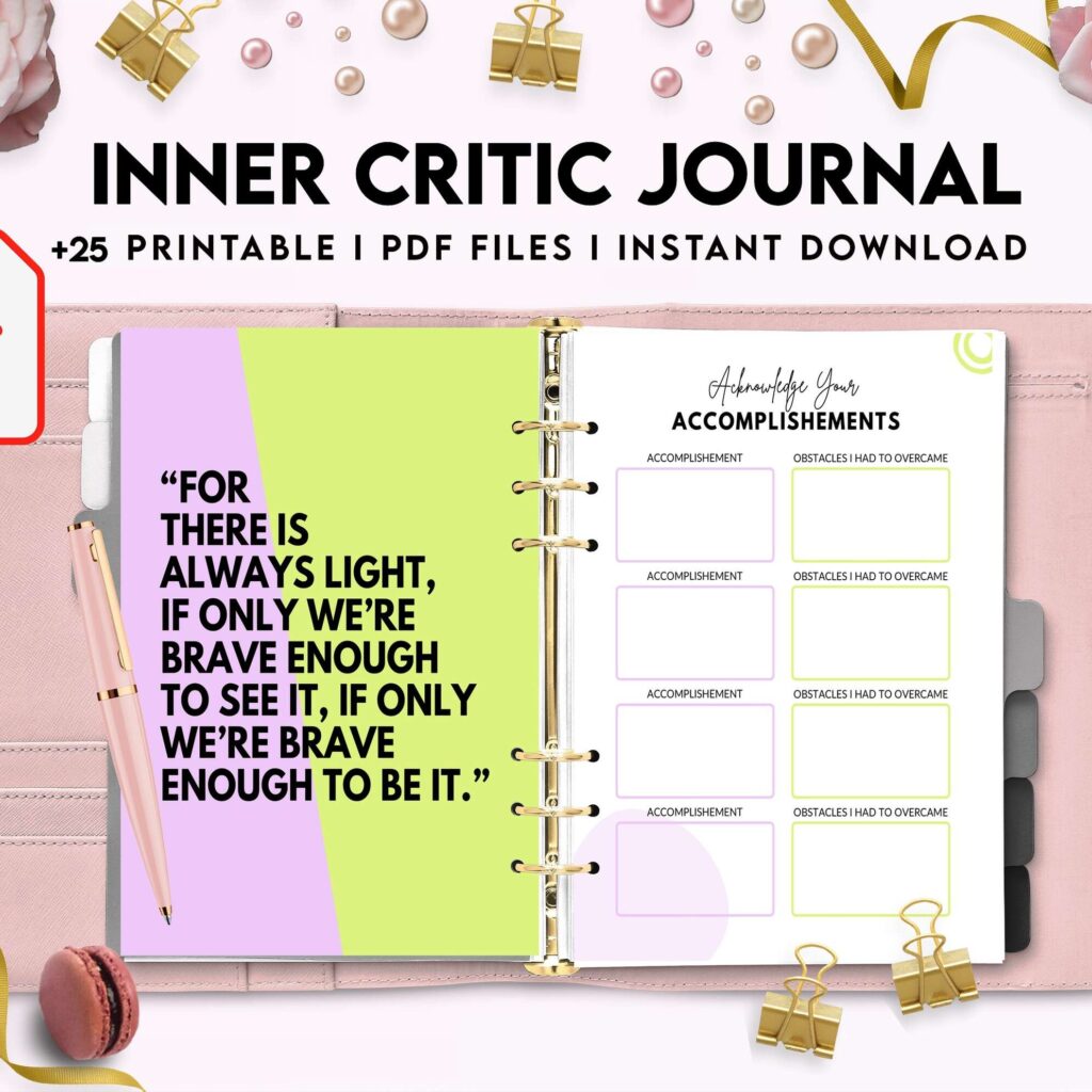 Inner Critic Journal, self discovery,self esteem, Limiting Beliefs KDP interior PDF file 8,5×11 inch