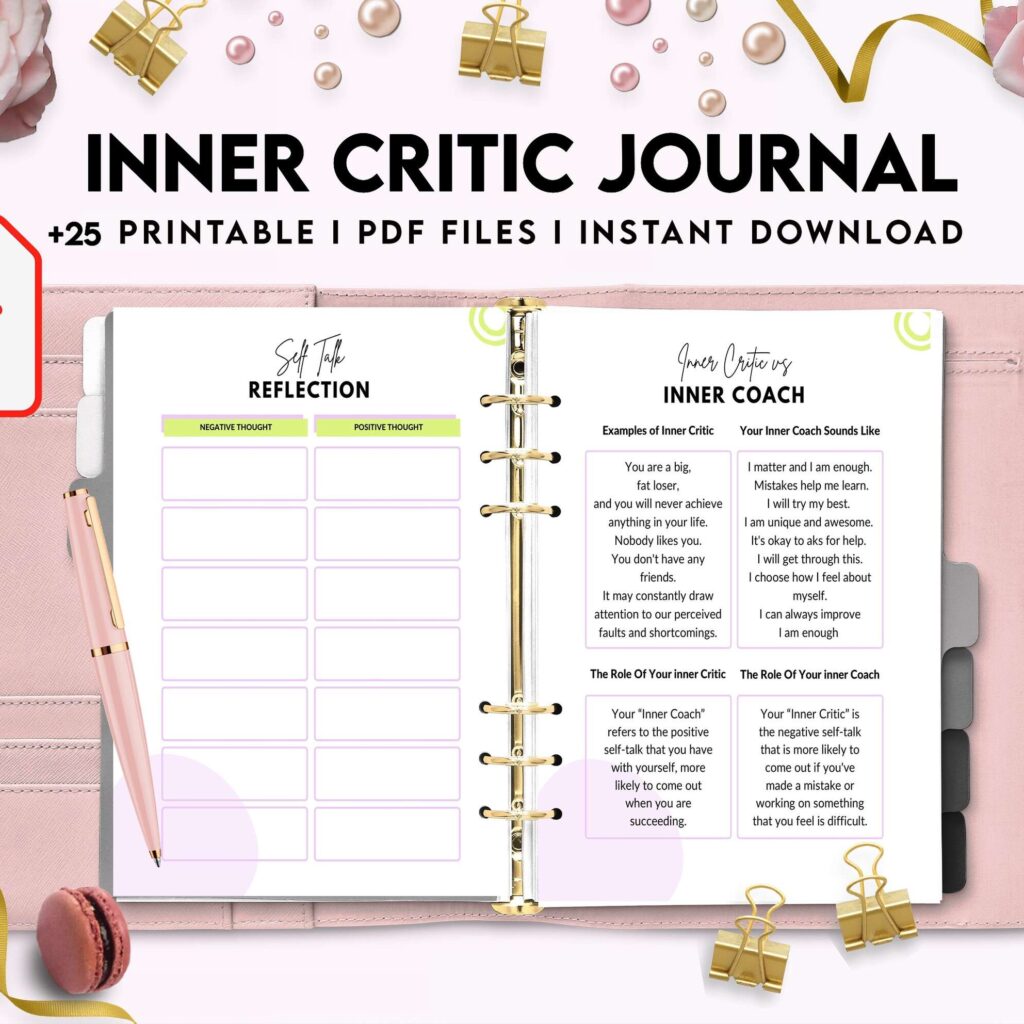 Inner Critic Journal, self discovery,self esteem, Limiting Beliefs KDP interior PDF file 8,5×11 inch