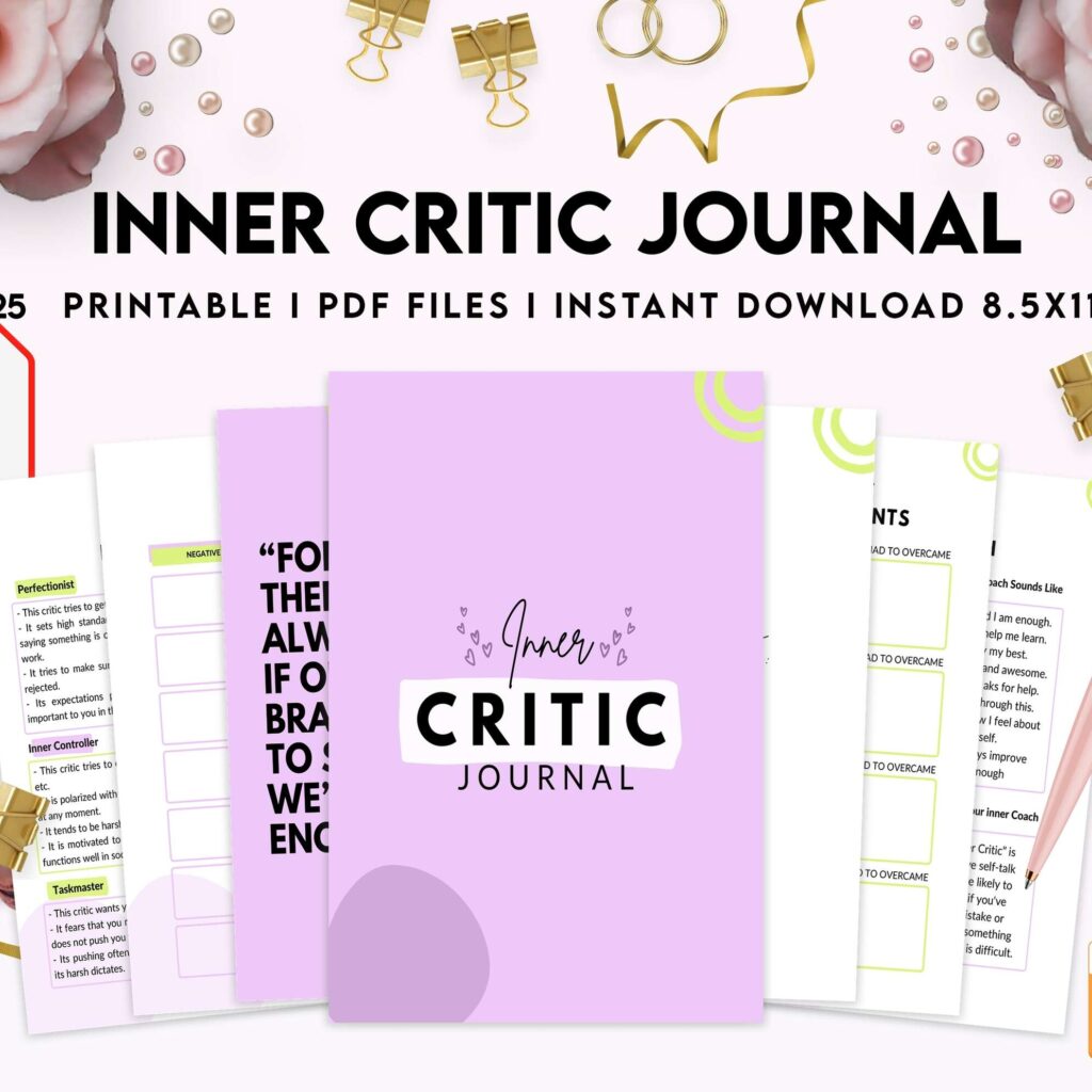 Inner Critic Journal, self discovery,self esteem, Limiting Beliefs KDP interior PDF file 8,5×11 inch