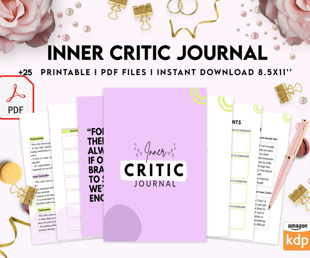 Inner Critic Journal, self discovery,self esteem, Limiting Beliefs KDP interior PDF file 8,5×11 inch