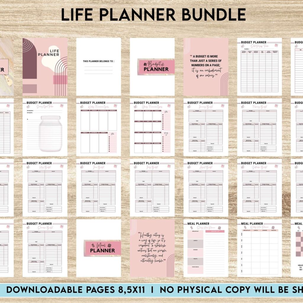 Life Planner Bundle, life organizer, adhd planner, productivity planner, KDP interior PDF file 8,5×11 inch