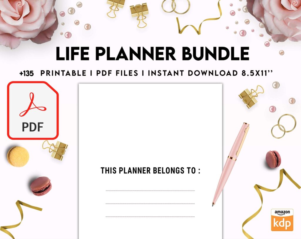 Life Planner Bundle, life organizer, adhd planner, productivity planner, KDP interior PDF file 8,5×11 inch