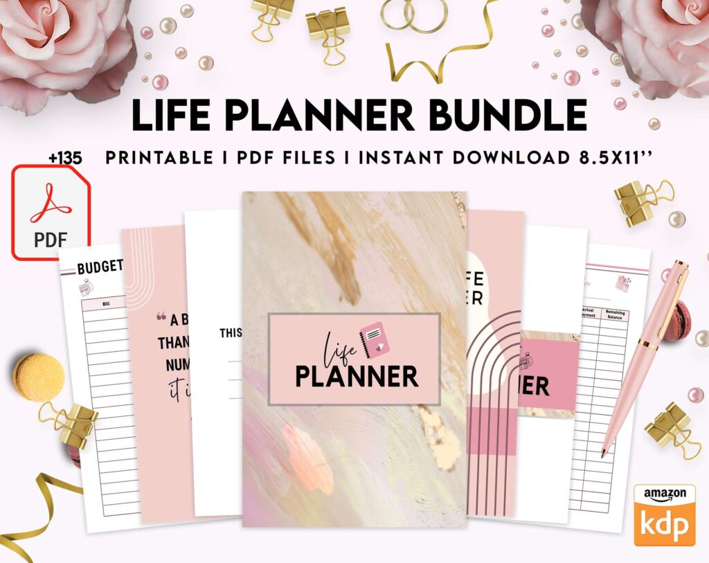 Life Planner Bundle, life organizer, adhd planner, productivity planner, KDP interior PDF file 8,5×11 inch