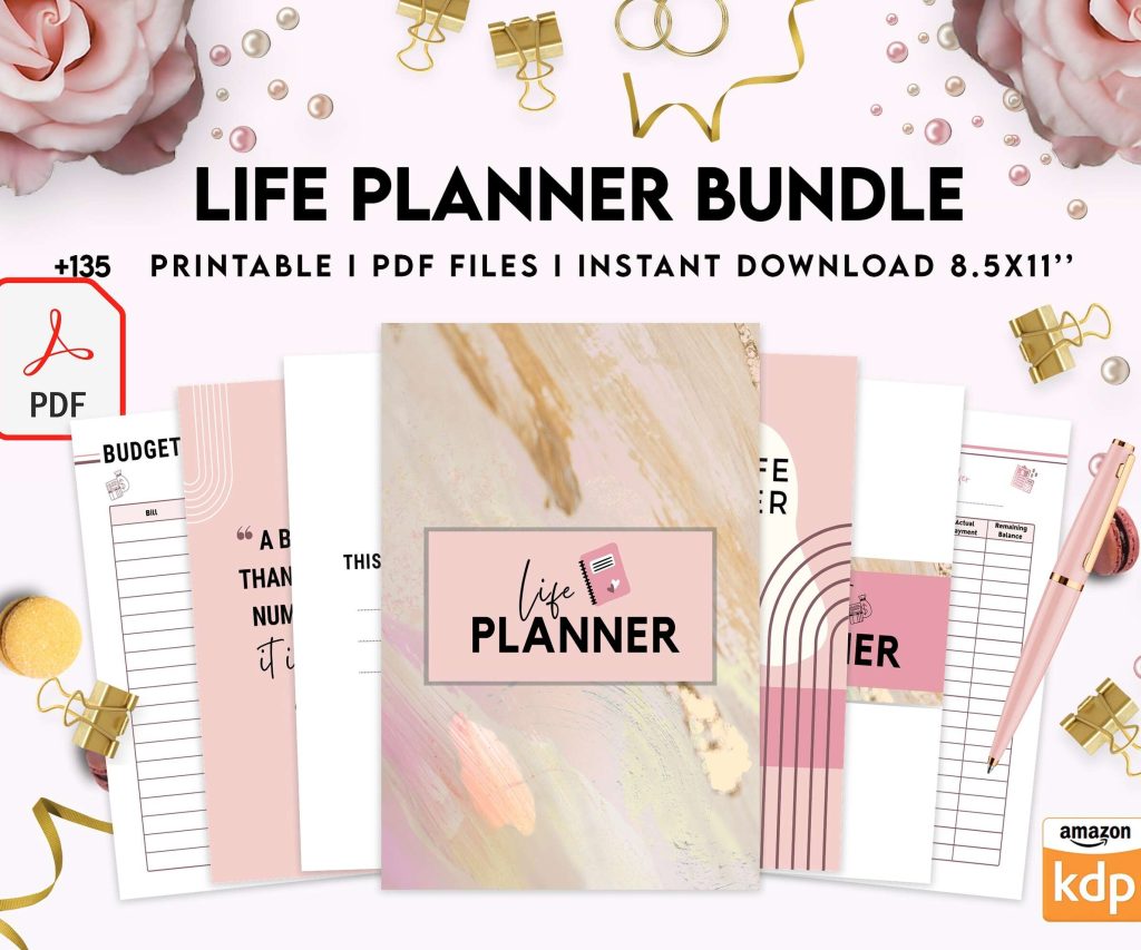 Life Planner Bundle, life organizer, adhd planner, productivity planner, KDP interior PDF file 8,5×11 inch