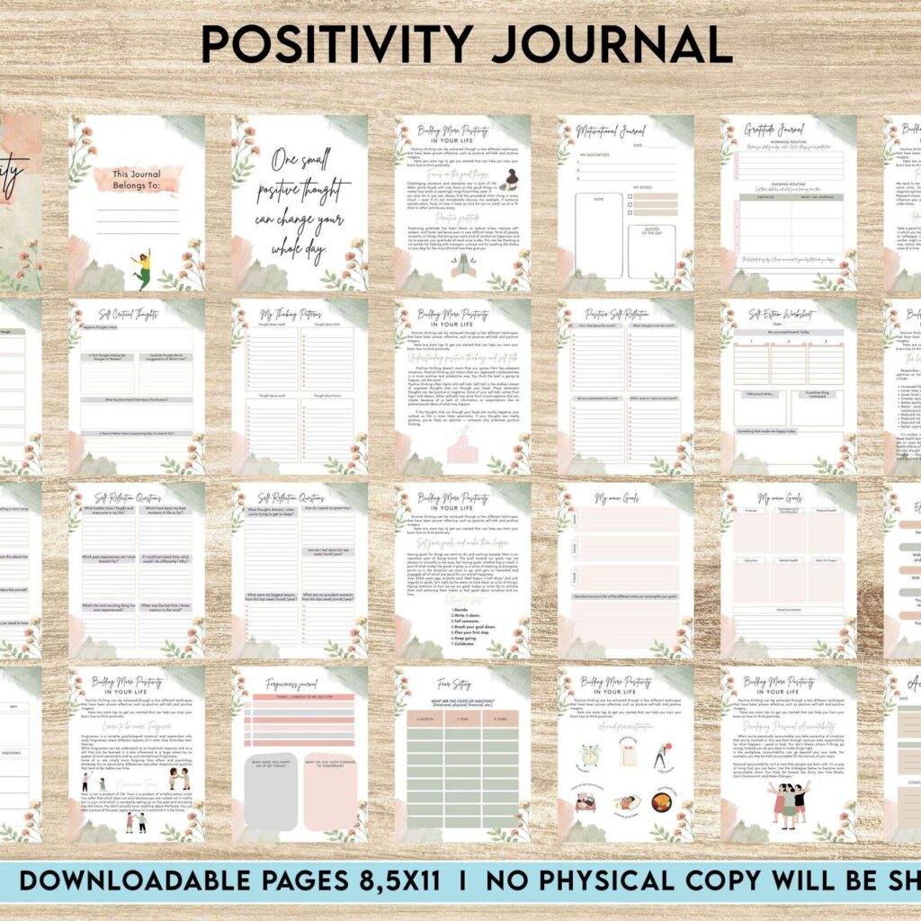 Positivity journal, positive mindset, happiness journal, KDP interior KDP interior PDF file 8,5×11 inch