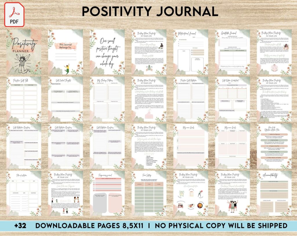 Positivity journal, positive mindset, happiness journal, KDP interior KDP interior PDF file 8,5×11 inch