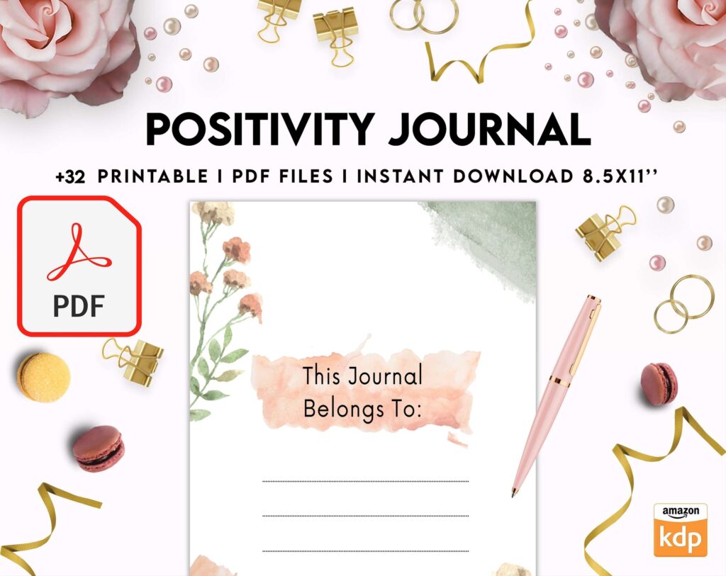Positivity journal, positive mindset, happiness journal, KDP interior KDP interior PDF file 8,5×11 inch