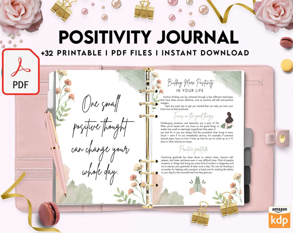 Positivity journal, positive mindset, happiness journal, KDP interior KDP interior PDF file 8,5×11 inch