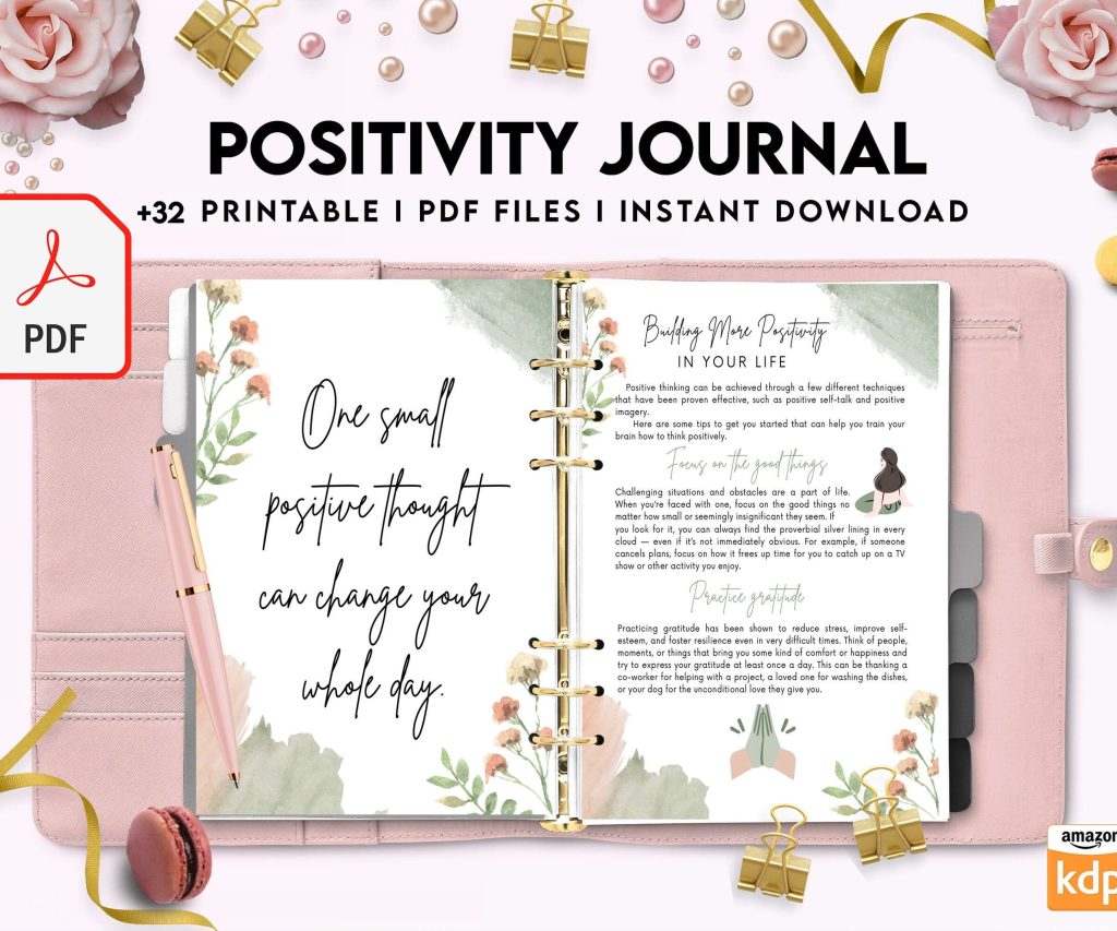 Positivity journal, positive mindset, happiness journal, KDP interior KDP interior PDF file 8,5×11 inch