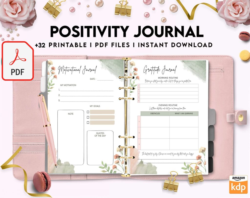 Positivity journal, positive mindset, happiness journal, KDP interior KDP interior PDF file 8,5×11 inch