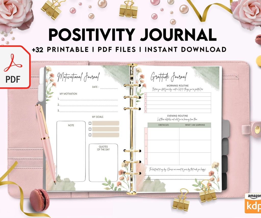 Positivity journal, positive mindset, happiness journal, KDP interior KDP interior PDF file 8,5×11 inch