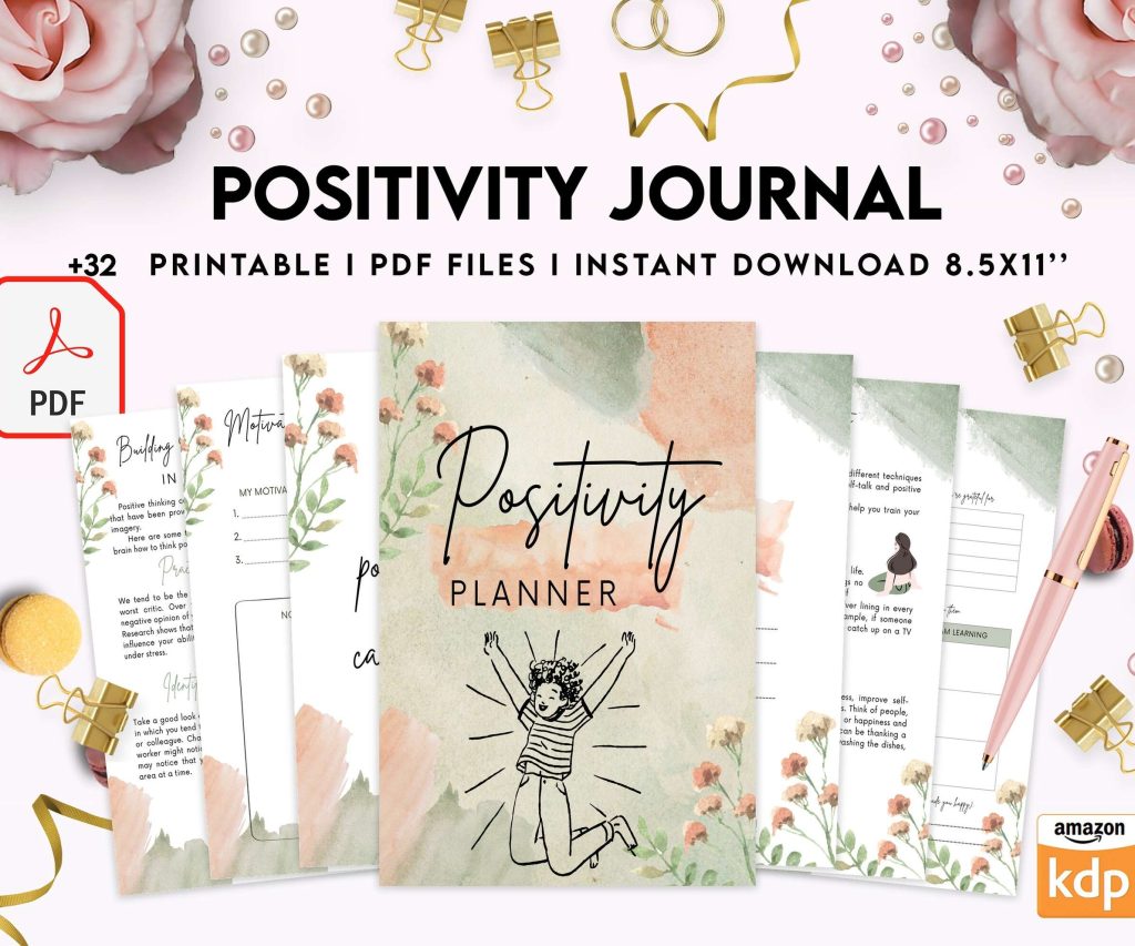 Positivity journal, positive mindset, happiness journal, KDP interior KDP interior PDF file 8,5×11 inch