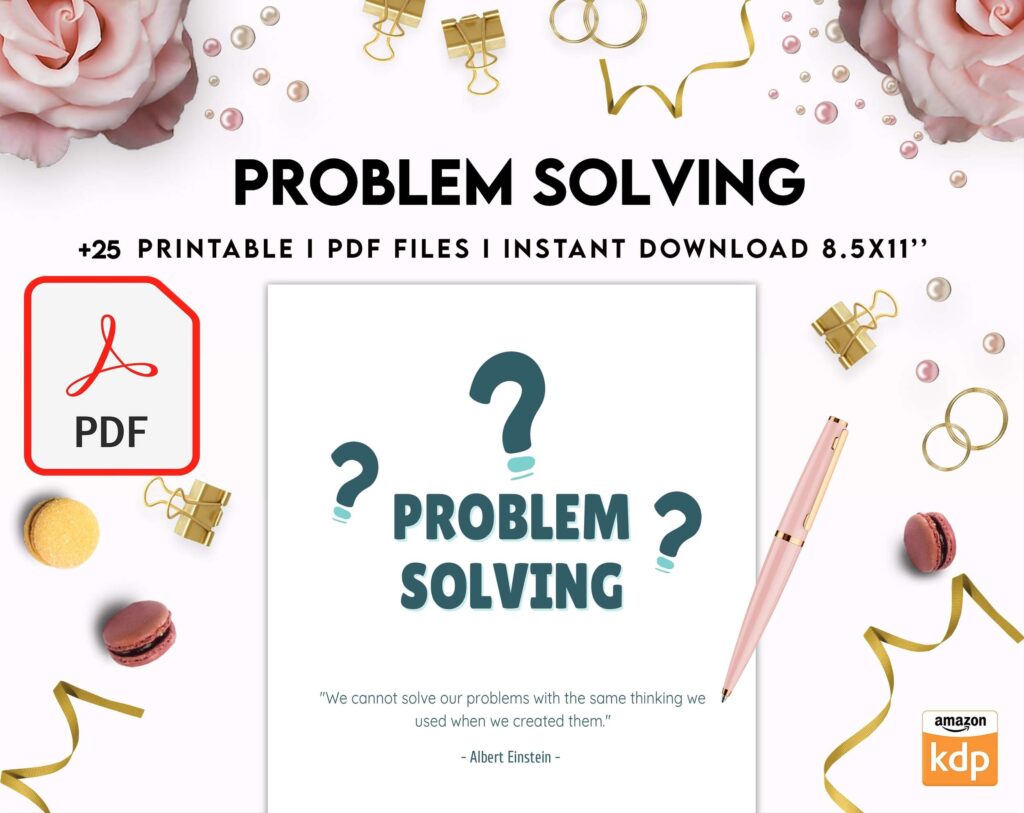 Problem Solving Journal, decision making, therapy journal, anxiety journal KDP interior PDF file 8,5×11 inch