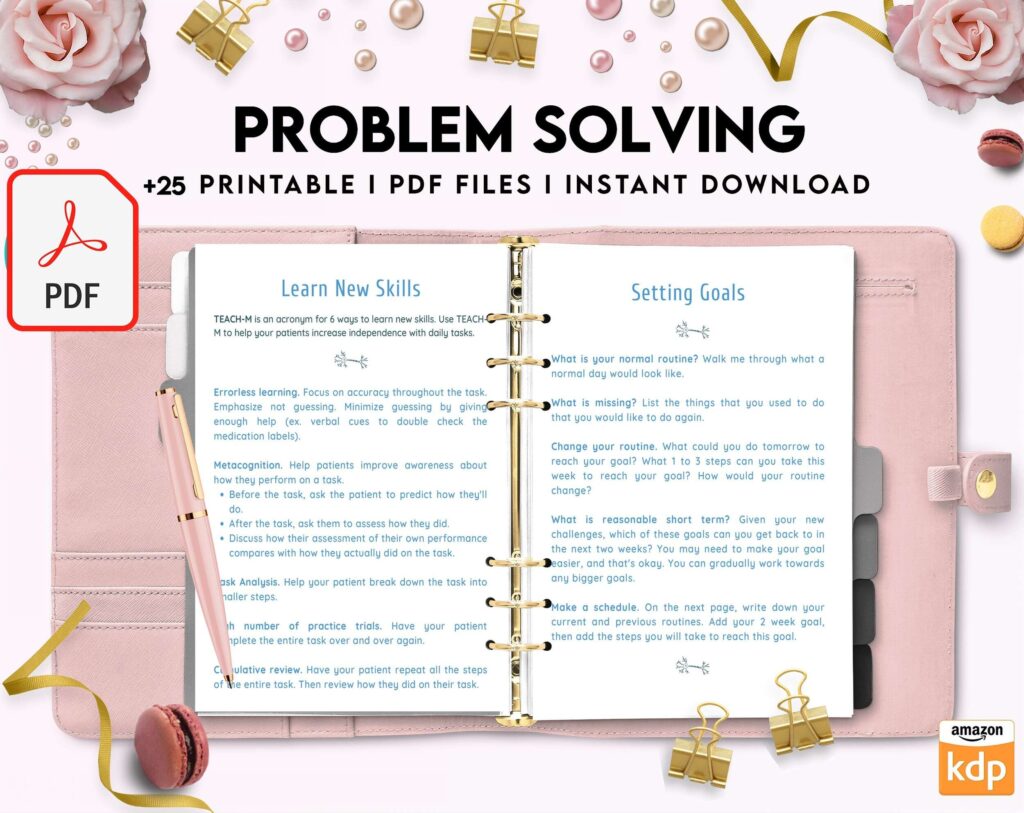 Problem Solving Journal, decision making, therapy journal, anxiety journal KDP interior PDF file 8,5×11 inch