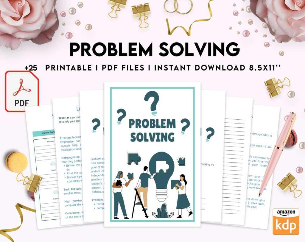 Problem Solving Journal, decision making, therapy journal, anxiety journal KDP interior PDF file 8,5×11 inch