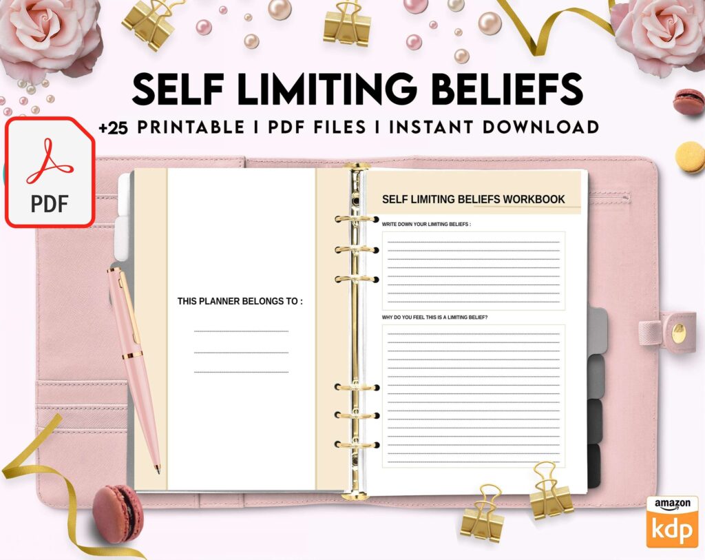 Self Limiting Beliefs, boundaries, self esteem, self confidence KDP interior PDF file 8,5×11 inch