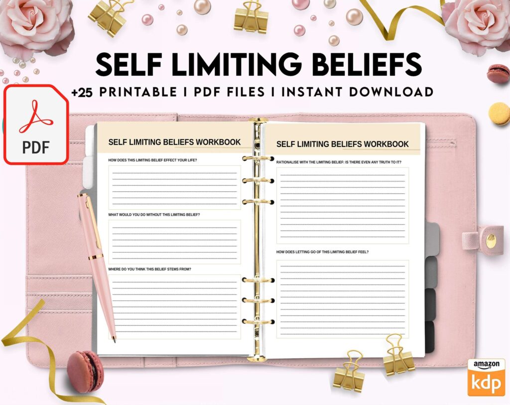 Self Limiting Beliefs, boundaries, self esteem, self confidence KDP interior PDF file 8,5×11 inch